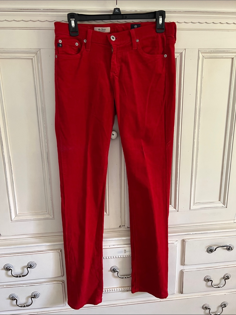 Ag Adriano Goldschmied Bright Red Straight Pants corduroy